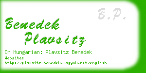 benedek plavsitz business card